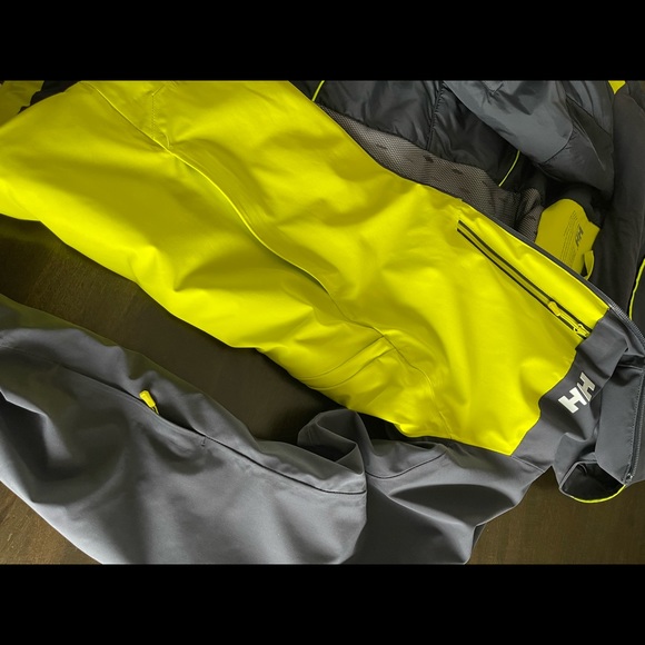 Helly Hansen Blue Grey Yellow H2 Flow Men’s Ski Jacket NWT - Picture 4 of 11